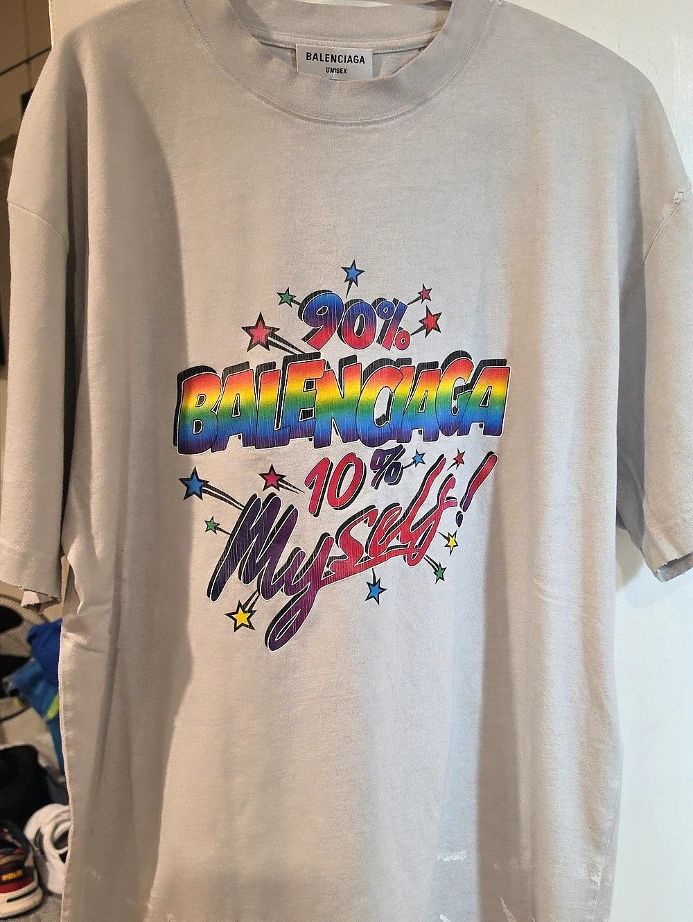 Balenciaga 90% Balenciaga 10% Myself! Logo-Print Distressed Organic